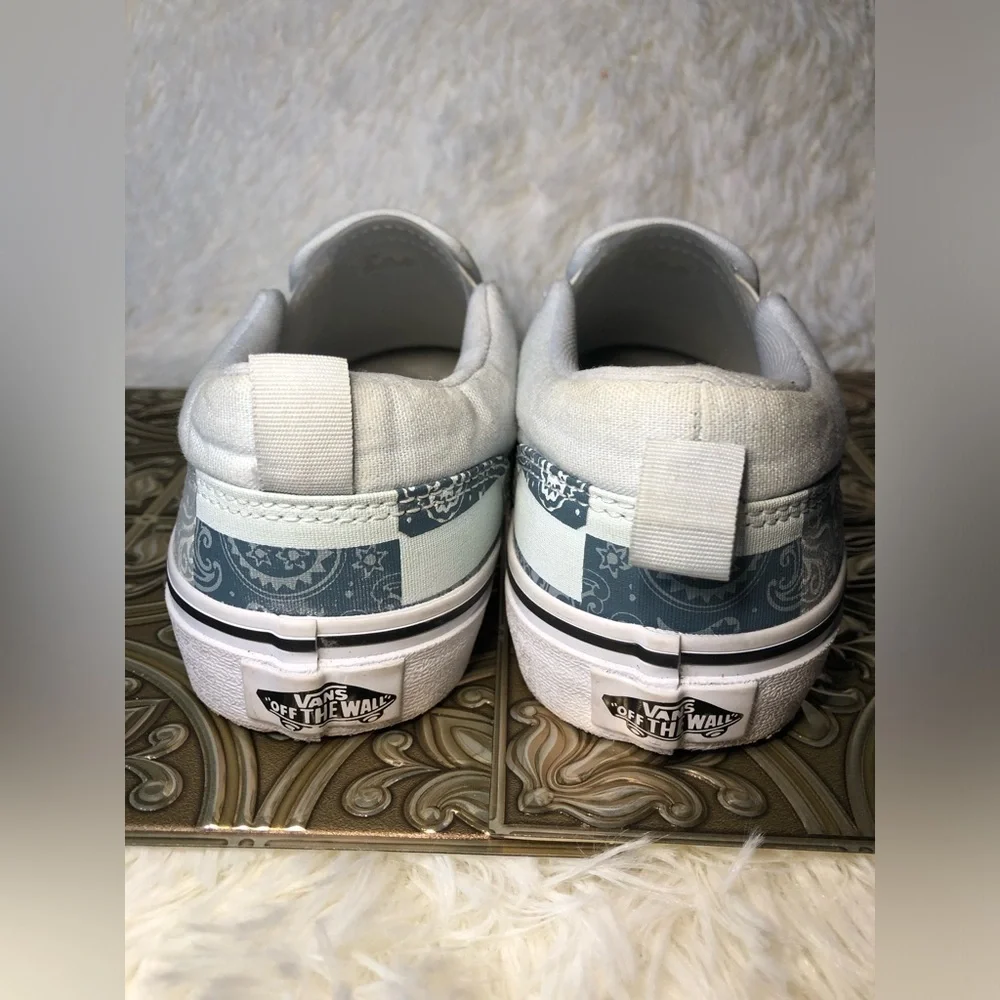 Vans Slip-On Patchwork Sneakers - White and Blue with Butterfly Missy 5 - Picture 8 of 16